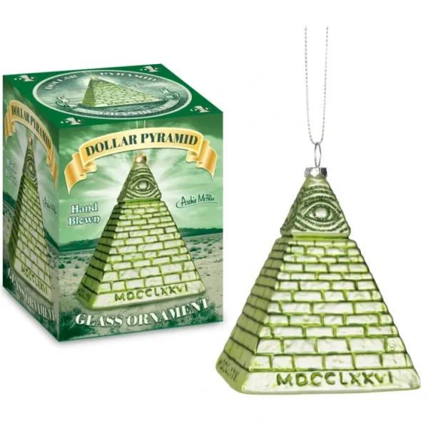 Clearance Dollar Pyramid Ornament - Holiday Art Hand-Blown Glass Decor Archie McPhee - Miniature Marvels: Airplane Models & Painted Dice Egpull
