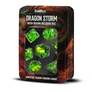 Fashion Dragon Storm Inclusion Resin Dice Set: Green Dragon (7) - Miniature Marvels: Airplane Models & Painted Dice Dice