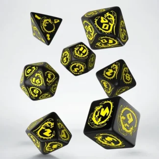 Shop Dragons Black & Yellow Dice Set (7) QWS SDRA07 - Miniature Marvels: Airplane Models & Painted Dice Dice
