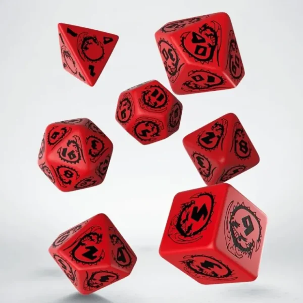 Hot Dragons Red & Black Dice Set (7) QWS SDRA04 - Miniature Marvels: Airplane Models & Painted Dice Dice