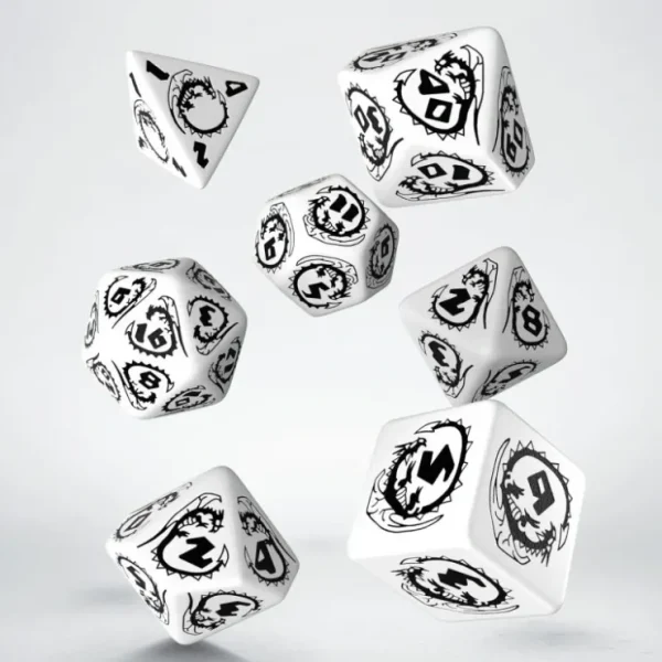 Best Dragons White & Black Dice Set (7) QWS SDRA02 - Miniature Marvels: Airplane Models & Painted Dice Dice