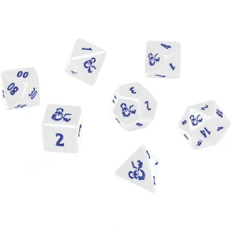 Outlet Dungeons and Dragons RPG: Icewind Dale - Heavy Metal - Poly White and Blue Dice Set (7) - Miniature Marvels: Airplane Models & Painted Dice Dice