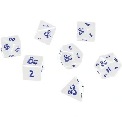 Outlet Dungeons and Dragons RPG: Icewind Dale - Heavy Metal - Poly White and Blue Dice Set (7) - Miniature Marvels: Airplane Models & Painted Dice Dice