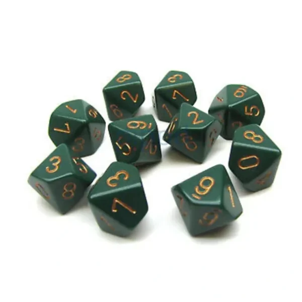 Shop Dusty Green with Copper: Opaque d10 Dice Set (10's) CHX 25215 - Miniature Marvels: Airplane Models & Painted Dice Dice