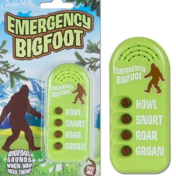 Store EMERGENCY BIGFOOT - Sasquatch Handheld Sound Machine Noise Maker - Archie McPhee - Miniature Marvels: Airplane Models & Painted Dice Egpull