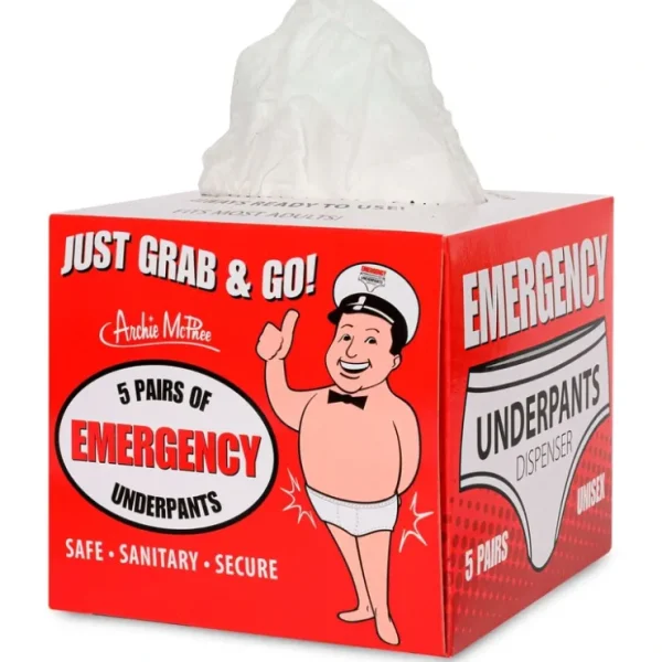 Fashion Emergency Underpants Dispenser ~ 5-Pack Underwear Gag Joke Gift ~ Archie McPhee - Miniature Marvels: Airplane Models & Painted Dice Egpull