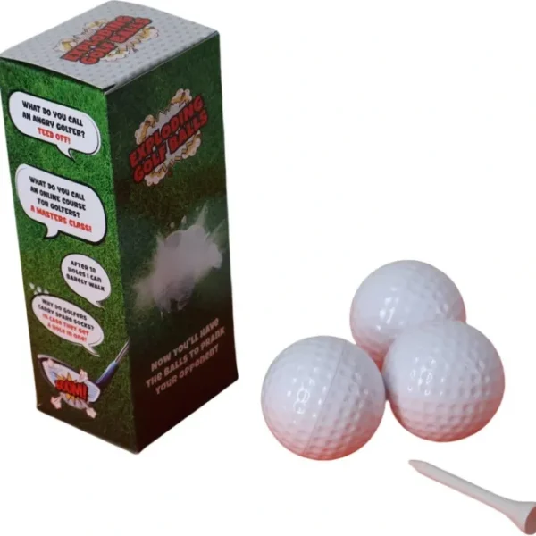 Best 3 Exploding Golf Balls & Tee ~ Explodes into Smoke Cloud ~ Gag Prank Joke Trick - Miniature Marvels: Airplane Models & Painted Dice Egpull