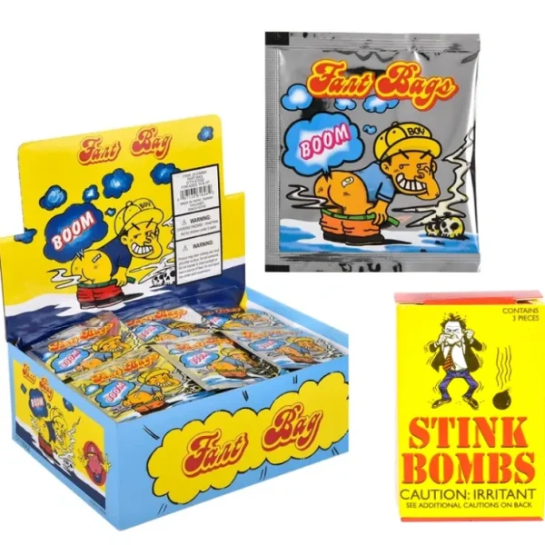 Discount 72 Fart Bomb Bags + 3 Stink Bomb Glass Vials - funny gag prank joke (COMBO) - Miniature Marvels: Airplane Models & Painted Dice Egpull