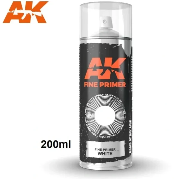 Cheap Fine Primer White Spray (USA) 200ML LTG AK-1042 - Miniature Marvels: Airplane Models & Painted Dice Paint