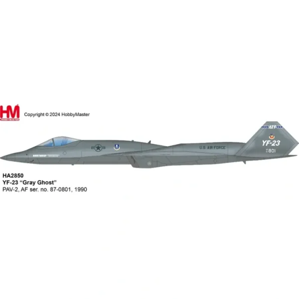 First P/O Pre-Order Hobby Master HA2850 1:72 YF-23 "Gray Ghost" PAV-2, AF #87-0801,1990 (with 3 xAIM-120,2 xAIM-9) - Miniature Marvels: Airplane Models & Painted Dice* Airplane Model