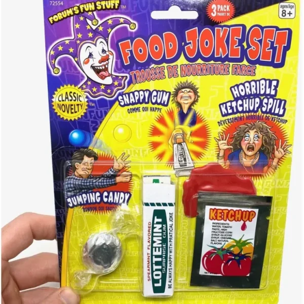 Outlet Food Joke Prank Novelty GaG Joke Set - Snap Gum - Jumping Candy - Ketchup Spill - Miniature Marvels: Airplane Models & Painted Dice Egpull