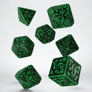 Fashion Forest 3D Green & Black Dice Set (7) QWS SFOR15 - Miniature Marvels: Airplane Models & Painted Dice Dice