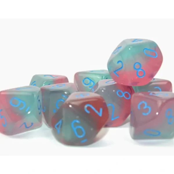 Fashion Gel Green-Pink / Blue Luminary: Gemini d10 Dice Set (10's) D10S CHX 26264 - Miniature Marvels: Airplane Models & Painted Dice Dice