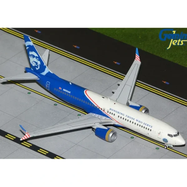 Gemini Jets G2ASA1294 1:200 Alaska Airlines Boeing 737 MAX 8 N806AK "Honoring Those Who Serve" - Miniature Marvels: Airplane Models & Painted Dice* Airplane Model
