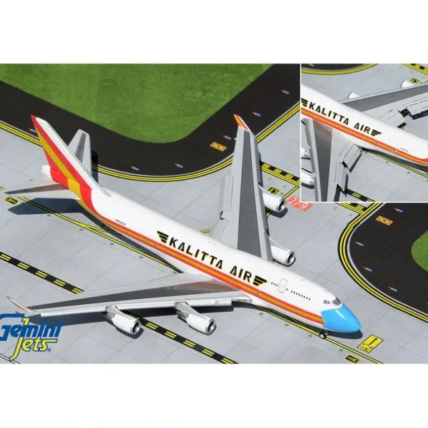 Gemini Jets GJCKS1999F 1:400 Kalitta Air Boeing 747-400F(BCF) (Flaps Down) - Miniature Marvels: Airplane Models & Painted Dice* Airplane Model
