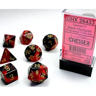 New Gemini: Mini-Polyhedral Black-Red/gold 7-Die Set - Miniature Marvels: Airplane Models & Painted Dice Dice