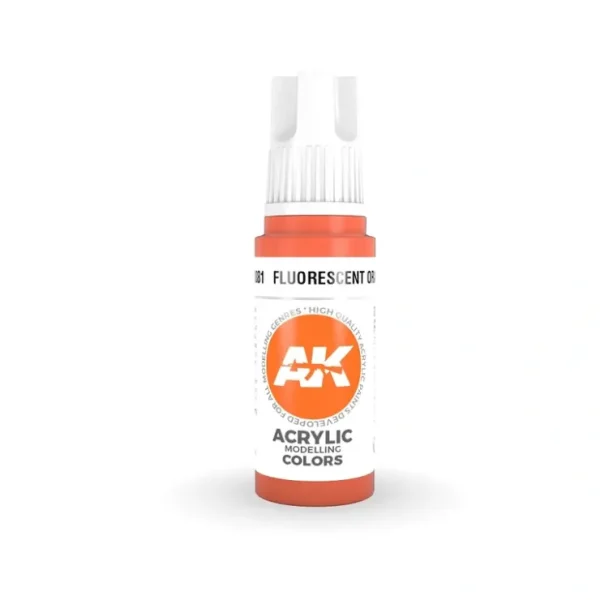Clearance 3Gen Acrylics: Fluorescent Orange - Standard LTG AK-11081 - Miniature Marvels: Airplane Models & Painted Dice Paint