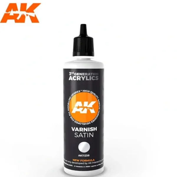 3Gen Acrylics: Varnish Satin 100ml LTG AK-11238 - Miniature Marvels: Airplane Models & Painted Dice* Shop All