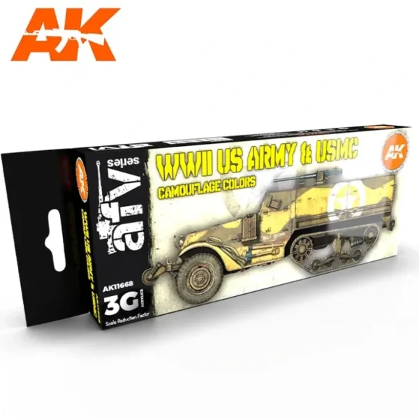 Clearance 3Gen Acrylics: WWII US Army and USMC Camouflage Colors LTG AK-11668 - Miniature Marvels: Airplane Models & Painted Dice Paint