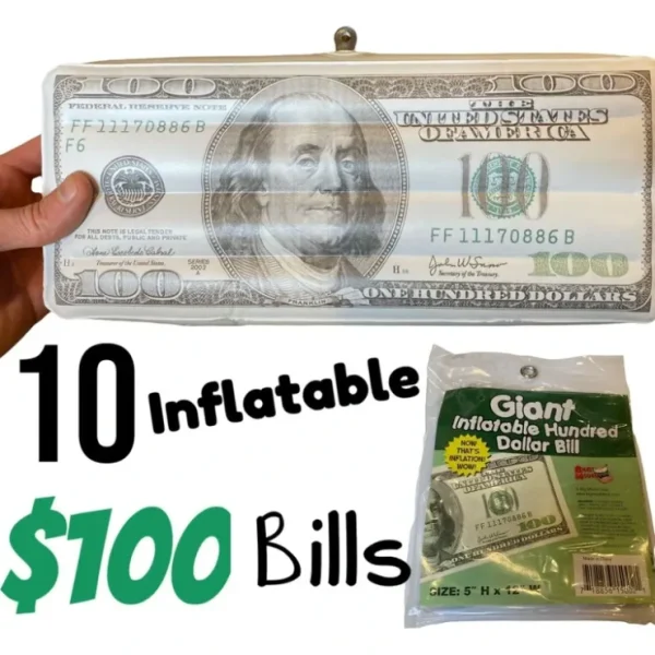 Hot 10 Giant Party Inflatable $100 Hundred Dollar Money Bills - Gag Joke Fun Toys - Miniature Marvels: Airplane Models & Painted Dice Egpull