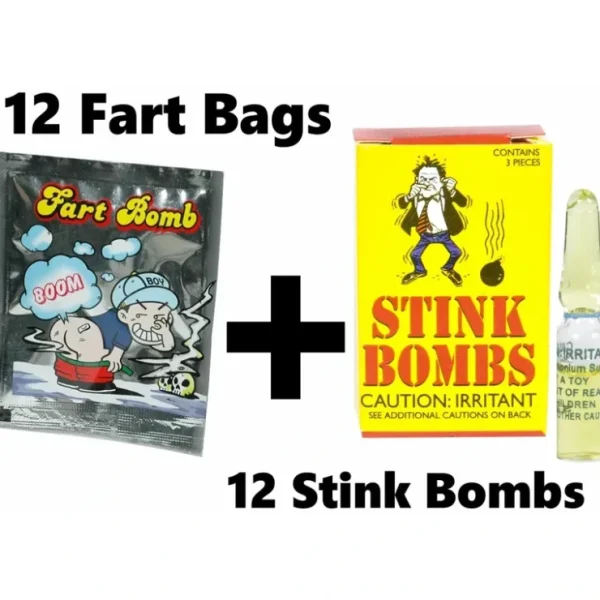 Cheap 12 GLASS STINK BOMBS + 12 FART BAGS - Gag Prank Joke ~ COMBO SET! - Miniature Marvels: Airplane Models & Painted Dice Egpull