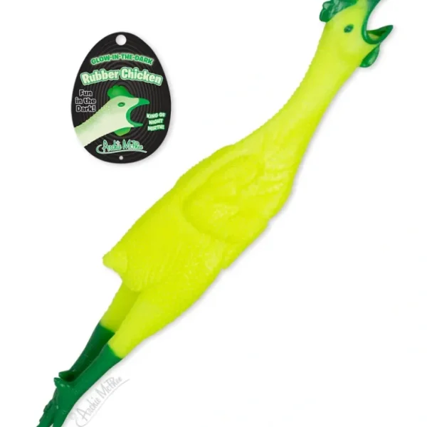 Best Glow In The Dark Rubber Chicken - Classic Gag Joke Child Dog Toy - Archie McPhee - Miniature Marvels: Airplane Models & Painted Dice Egpull