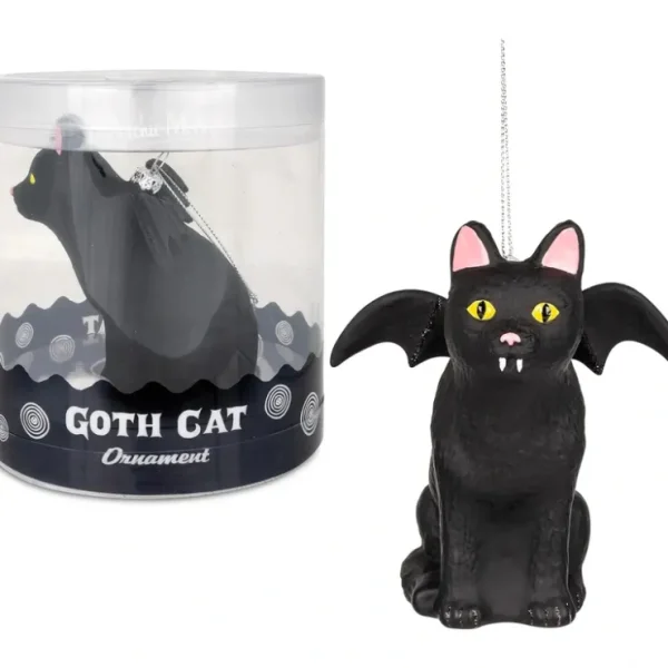 Fashion Goth Cat Ornament - Christmas Holiday Art Hand-Blown Glass Decor Archie McPhee - Miniature Marvels: Airplane Models & Painted Dice Egpull