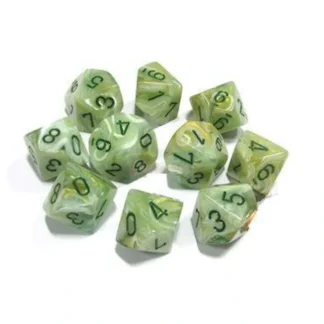 New Green / Dark Green: Marble d10 Dice Set (10's) CHX 27209 - Miniature Marvels: Airplane Models & Painted Dice Dice
