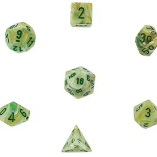 Hot Green / Dark Green: Marble Polyhedral Dice Set (7's) CHX 27409 - Miniature Marvels: Airplane Models & Painted Dice Dice