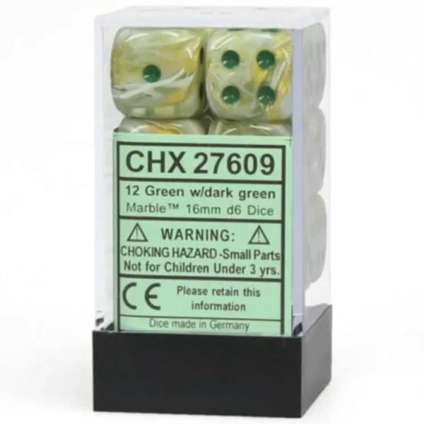 Store Green / Dark Green: Marble 12d6 16mm Dice Set CHX 27609 - Miniature Marvels: Airplane Models & Painted Dice Dice