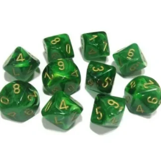 Discount Green / Gold: Vortex d10 Dice Set (10's) CHX 27235 - Miniature Marvels: Airplane Models & Painted Dice Dice