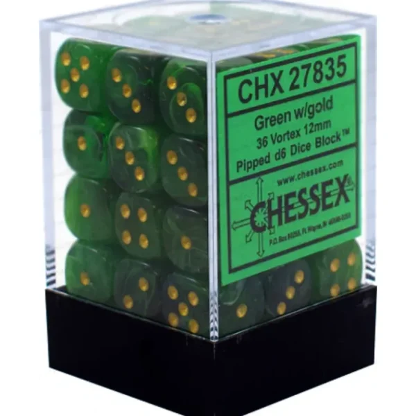 Best Sale Green / Gold: Vortex 36d6 12mm Dice Block CHX 27835 - Miniature Marvels: Airplane Models & Painted Dice Dice