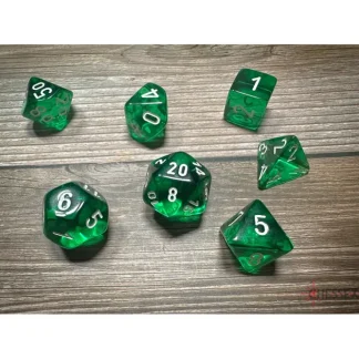 Clearance Green / White: Translucent Polyhedral Dice Set (7's) Revised CHX 23075 - Miniature Marvels: Airplane Models & Painted Dice Dice