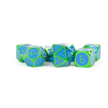 Cheap Green with Blue Enamel Digital 16mm Polyhedral Dice Set MET 023 - Miniature Marvels: Airplane Models & Painted Dice Dice