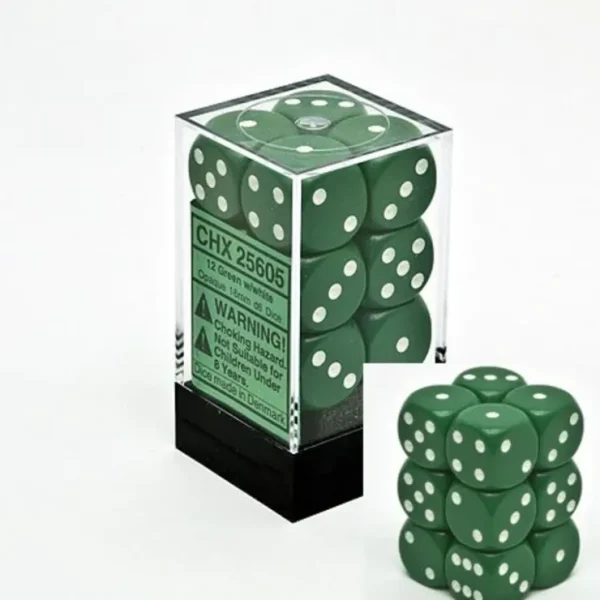 Best Green with White: Opaque 12d6 16mm Dice Set CHX 25605 - Miniature Marvels: Airplane Models & Painted Dice Dice