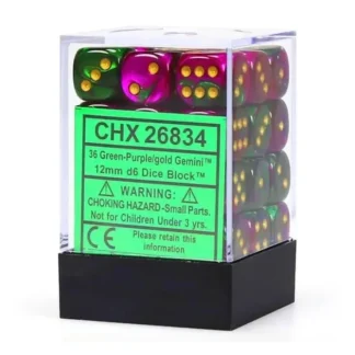 New Green-Purple / Gold: Gemini 36d6 12mm Dice Block CHX 26834 - Miniature Marvels: Airplane Models & Painted Dice Dice