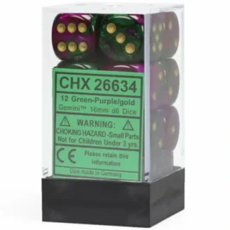 Sale Green-Purple / Gold: Gemini 12d6 16mm Dice Set CHX 26634 - Miniature Marvels: Airplane Models & Painted Dice Dice
