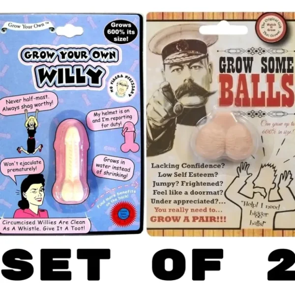 Hot 1 Grow Willy Pecker + 1 Grow Pair of Balls - GaG Prank Joke Funny Gift Set - Miniature Marvels: Airplane Models & Painted Dice Egpull