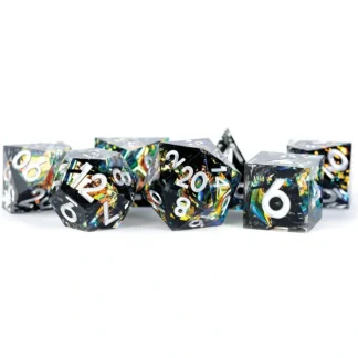 Cheap Handcrafted Sharp Edge Resin Dice Set: Simmering Coal (7) - Miniature Marvels: Airplane Models & Painted Dice Dice