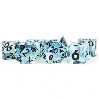 Hot Handcrafted Sharp Edge Resin Dice Set: Captured Frost (7) - Miniature Marvels: Airplane Models & Painted Dice Dice