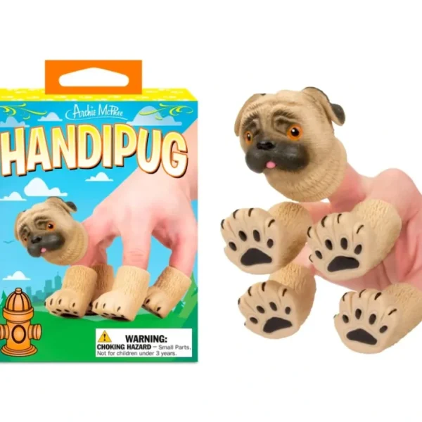 Clearance HANDIPUG- Pug Puppy Dog Finger Tiny Hands Puppet Office Toy - Archie McPhee - Miniature Marvels: Airplane Models & Painted Dice Egpull