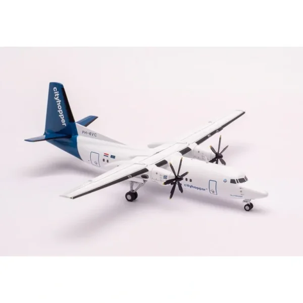 Herpa HE559652 1:200 KLM Fokker 50 Cityhopper "Stavanger" - Miniature Marvels: Airplane Models & Painted Dice* Airplane Model