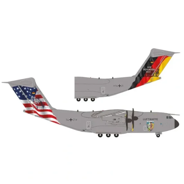 Herpa Wings 572965 1:200 Luftwaffe Airbus A400M Atlas - LTG 62 / Air Transport Wing 62, Wunstorf "Air Defender 2023" - Miniature Marvels: Airplane Models & Painted Dice* Airplane Model