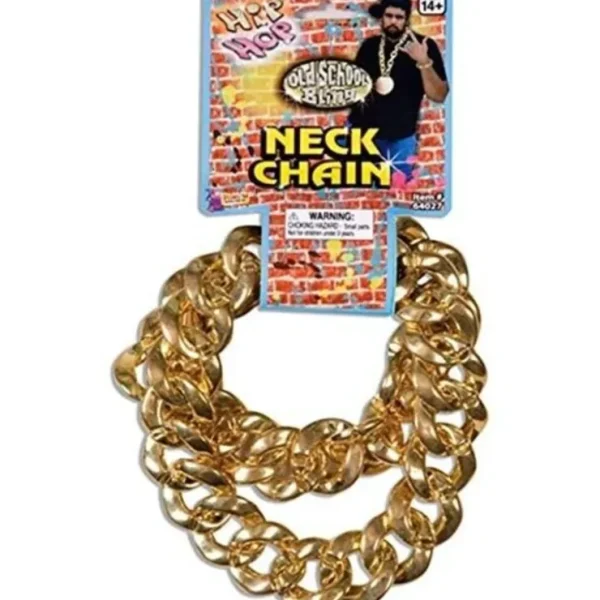 Fashion Hip Hop Old School Bling Giant Neck Chain Gold Plastic 80s Pimp Costume Accesory - Miniature Marvels: Airplane Models & Painted Dice Egpull