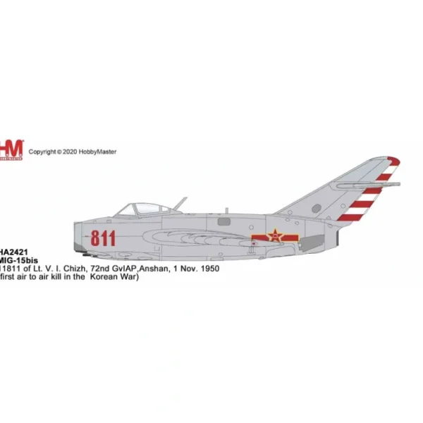 Hobby Master HA2421 1:72 MIG-15bis Lt V I Chizh 72nd GVLAP Anshan 1950 - Miniature Marvels: Airplane Models & Painted Dice* Airplane Model