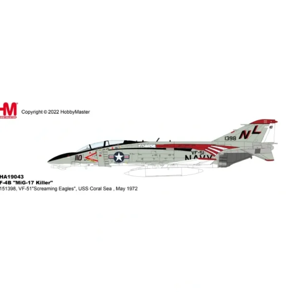 Hobby Master HA19043 1:72 U.S Navy F-4B "Mig-17 Killer" VF-51 Screaming Eagles - Miniature Marvels: Airplane Models & Painted Dice* Airplane Model