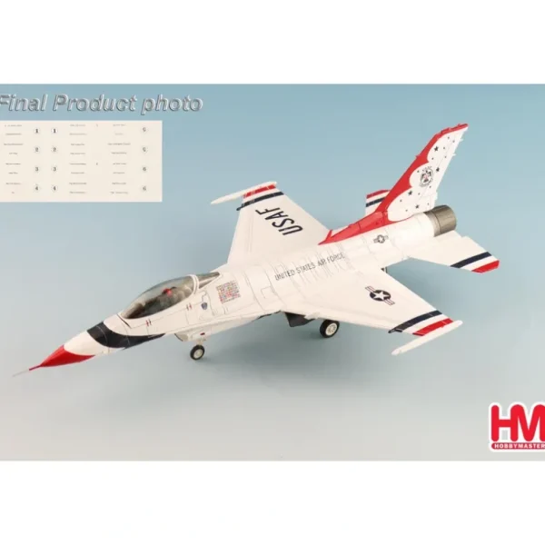 Hobby Master HA38039B 1:72 F-16C Thunderbirds USAF, RIAT 2017 (w/No.1 to No.6 decals) - Miniature Marvels: Airplane Models & Painted Dice* Airplane Model
