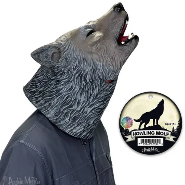 Hot HOWLING WOLF MASK - High Quality Latex Party Halloween Costume - Archie McPhee - Miniature Marvels: Airplane Models & Painted Dice Egpull