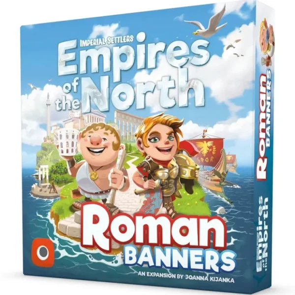 Outlet Imperial Settlers: Empires of the North - Roman Banners Expansion PLG 1233 - Miniature Marvels: Airplane Models & Painted Dice Board Game