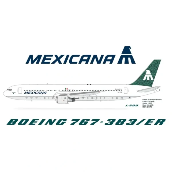 *InFlight/El Aviador EAXMXB 1:200 Mexicana Boeing 767-383/ER - Miniature Marvels: Airplane Models & Painted Dice* Airplane Model